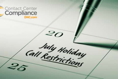 July 2017 Holiday Call Restrictions