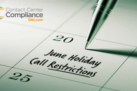 June 2017 Holiday Call Restrictions