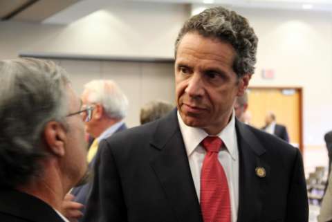 New York governor Andrew Cuomo scowling at somebody