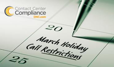 March Holiday Call Restrictions Calendar