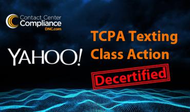 Yahoo TCPA Class Action Decertified