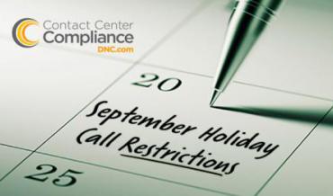 Restricted Do Not Call (DNC) Call Dates for September 2018
