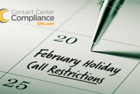 February Holiday Call Restrictions Calendar