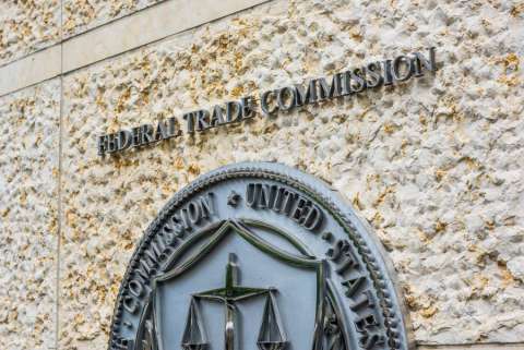 The Federal Trade Commission Sign and Seal outside the FTC's headquarters