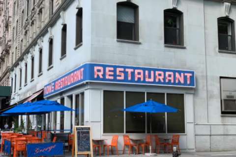 The exterior of Tom's Restaurant in Manhattan, as seen in the tv show Seinfeld