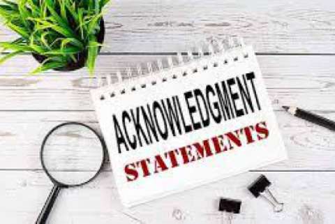 acknowledgement statements sample