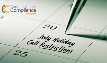 July 2017 Holiday Call Restrictions