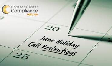 June 2017 Holiday Call Restrictions