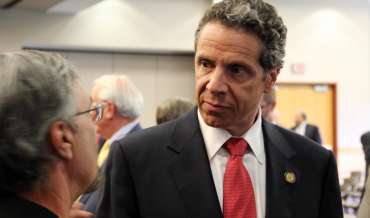 New York governor Andrew Cuomo scowling at somebody