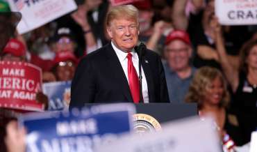 President Trump grimaces during an election rally
