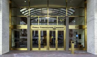 The entrance to the FCC offices in Washington, D.C.