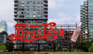 Pepsi Cola sign at Gantry Plaza State Park in Queens, NY