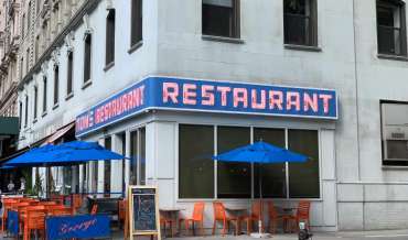 The exterior of Tom's Restaurant in Manhattan, as seen in the tv show Seinfeld